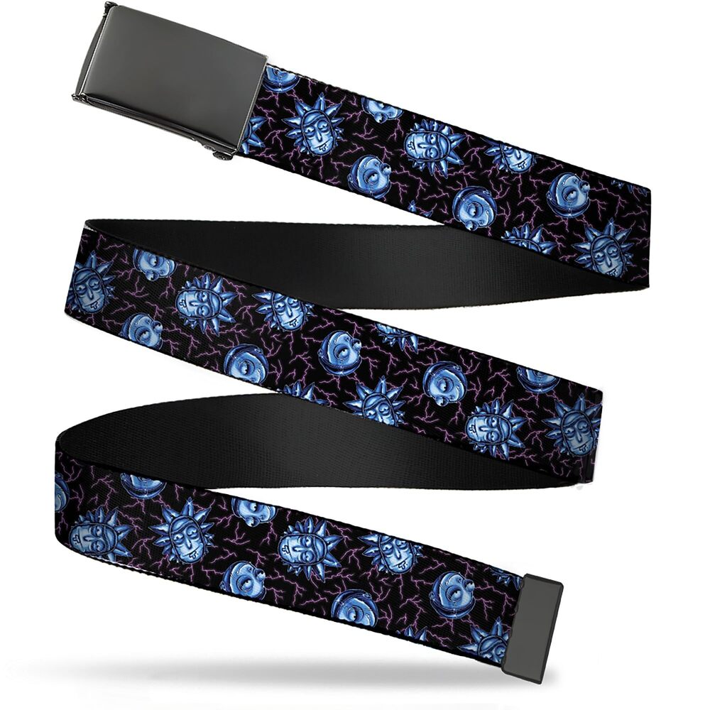 8648 Rick and Morty Belt, Flip Web Belt Rick and Morty Electric Faces Black